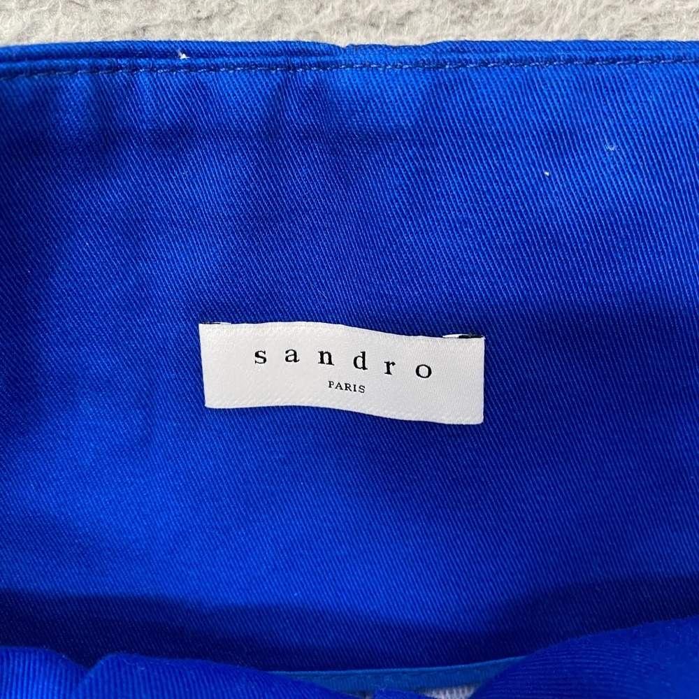 Sandro Skirt Womens 2 Blue Cotton Twill Mini High Waist Utility Pockets Summer - Picture 7 of 14